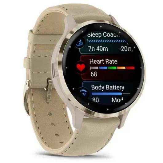 Garmin 010-02785-55 Bluetooth GPS 41mm Oro Correa Cuero Resistencia Agua 5ATM SpO2 Pulsómetro