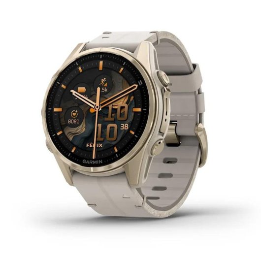 Garmin Fenix 8 Bluetooth GPS 43mm Oro Correa Gris Talla Única Resistencia Agua 10ATM SpO2