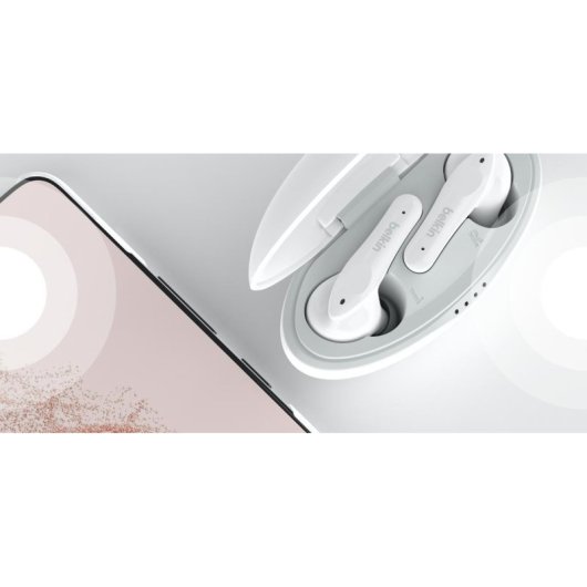 Auriculares Belkin Soundform Nano inalámbricos Bluetooth para llamadas y música, IPX5, blancos