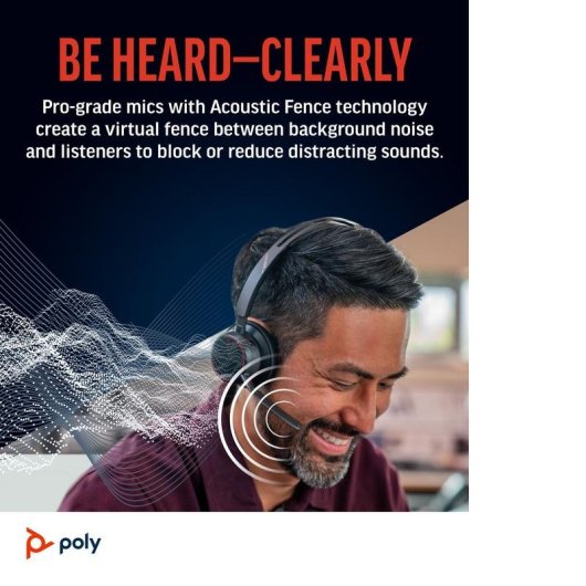 Auriculares HP Poly Voyager Focus 2 inalámbricos Bluetooth con Cancelación Activa de Ruido, Micrófono y USB-A, negros