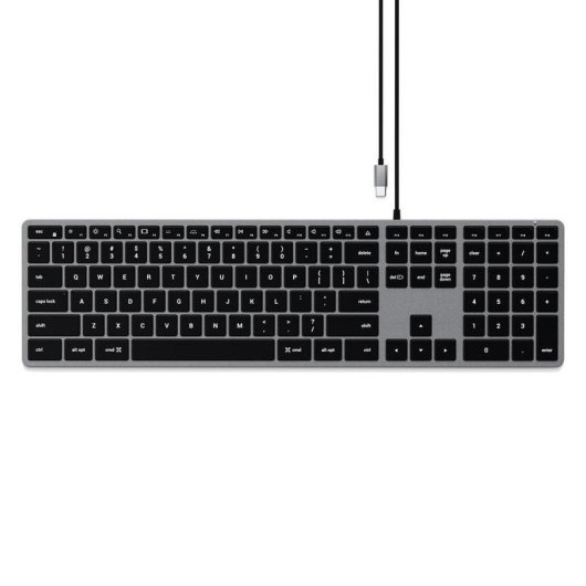 Teclado Satechi Slim W3 alámbrico USB AZERTY aluminio negro retroiluminado