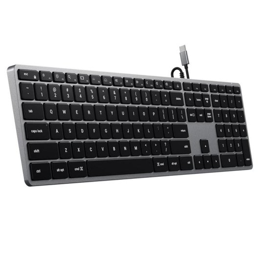 Teclado Satechi Slim W3 alámbrico USB AZERTY aluminio negro retroiluminado