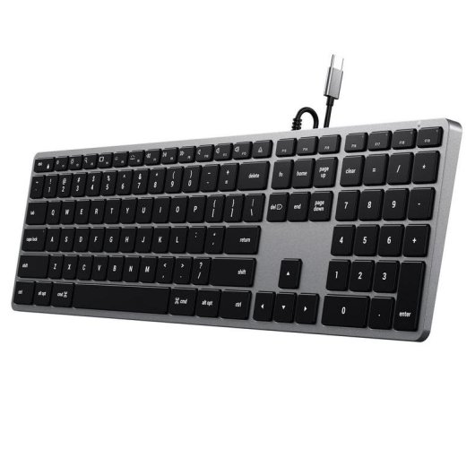 Teclado Satechi Slim W3 alámbrico USB AZERTY aluminio negro retroiluminado
