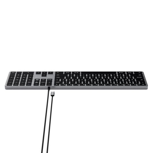 Teclado Satechi Slim W3 alámbrico USB AZERTY aluminio negro retroiluminado