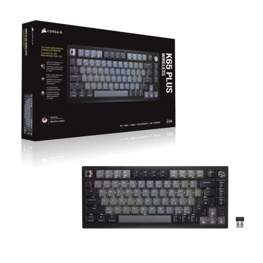 Teclado Corsair K65 PLUS Wireless mecánico 75% RGB QWERTZ negro