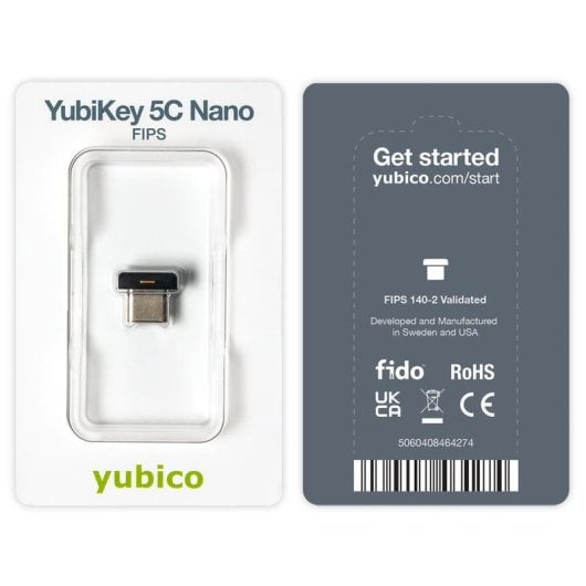 Contrôle d’Accès Yubico YubiKey 5C Nano Porte-clés 1 Utilisateur USB-C FIPS