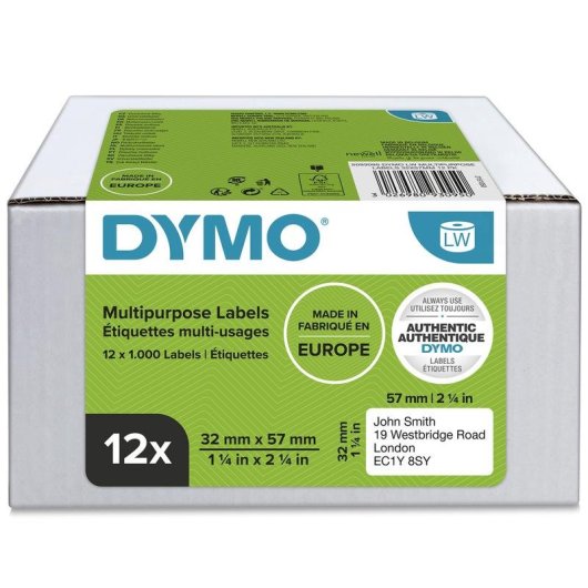 Etichette DYMO LabelWriter 32x57mm 12 rotoli 1000 etichette autoadesive
