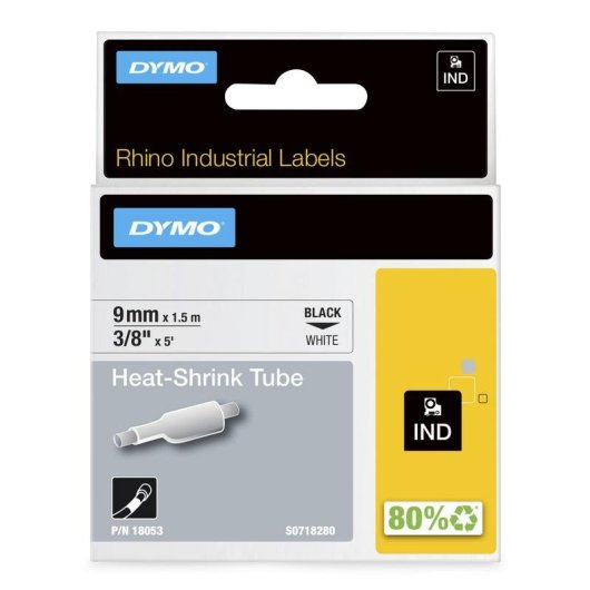 Nastro per stampanti etichette Dymo Rhino 9 mm x 1,5 m nero su bianco
