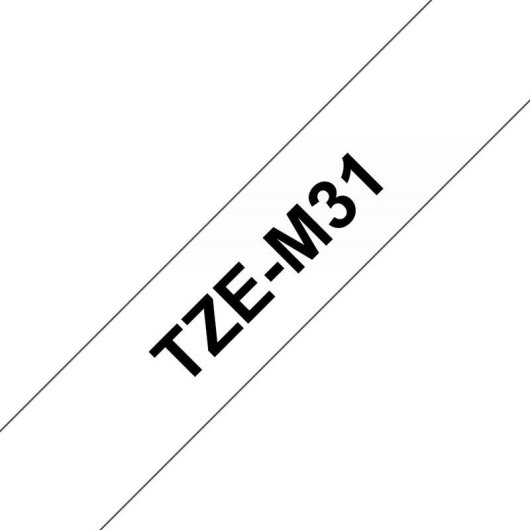 Cinta para Rotuladora Brother TZE-M31 Laminada Mate 1,2 cm x 8 m Negro sobre Transparente