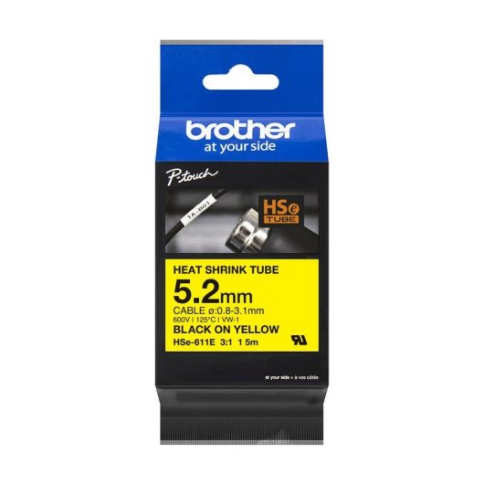 Fitas para impressora de etiquetas Brother HSE-611E Amarelo 69 mm