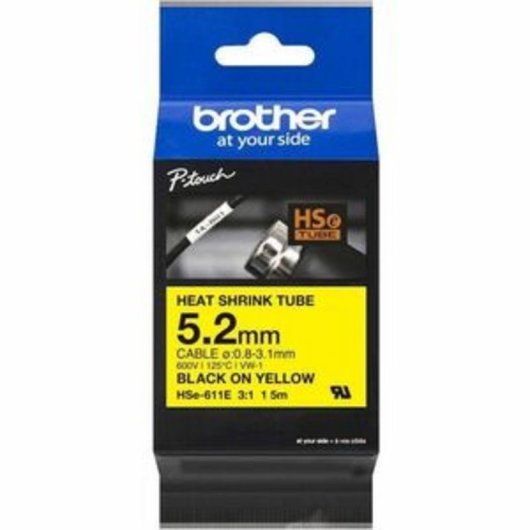 Fitas para impressora de etiquetas Brother HSE-611E Amarelo 69 mm