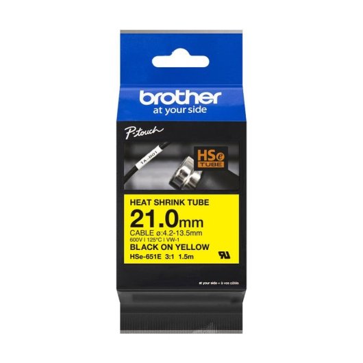 Fita para impressora de etiquetas Brother HSE-651E Amarelo 69 mm