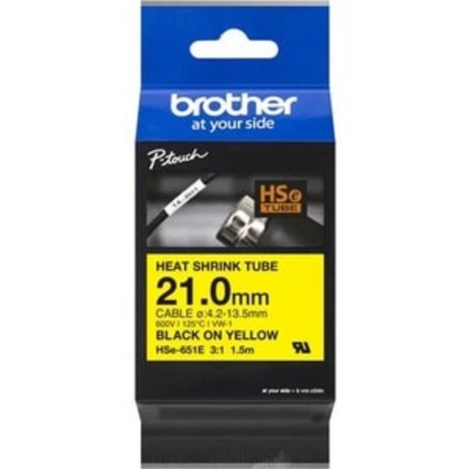 Fita para impressora de etiquetas Brother HSE-651E Amarelo 69 mm