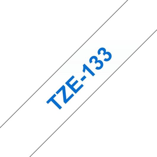 Nastro per stampanti di etichette Brother TZE-133 Blu su trasparente 12 mm