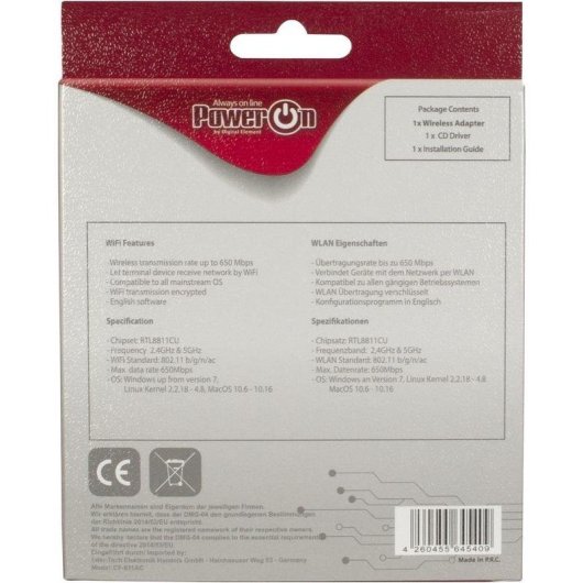 Tarjeta de Red Inter-Tech DMG-04 USB 2.0 Inalámbrica WLAN 433 Mbit/s