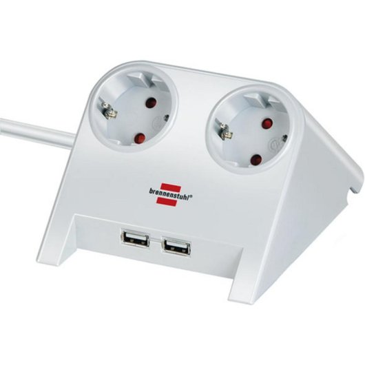 Regleta Brennenstuhl 1153520222 2 Tomas con Interruptor y 2 USB Blanca 1,8 m