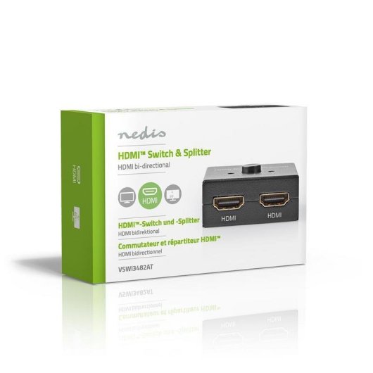 Conmutador de Vídeo Nedis VSWI3482AT HDMI 4K Ultra HD 3 Puertos