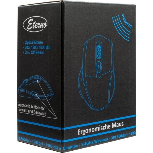 Ratón Inter-Tech M-230 RF wireless 1600 DPI Nero 6 Pulsanti Ergonomico
