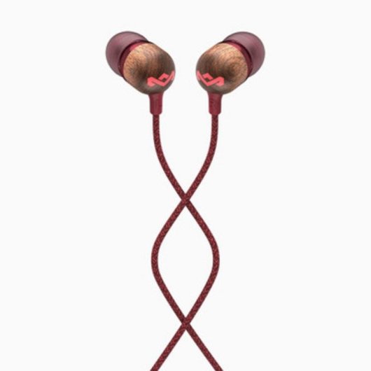Auriculares The House Of Marley Smile Jamaica con cable, micrófono y control digital, rojo y madera