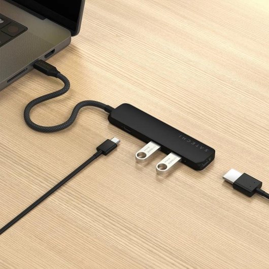 Hub Satechi 4 puertos 10 Gbps ST-P4SK con HDMI 4K y USB-C PD 100W