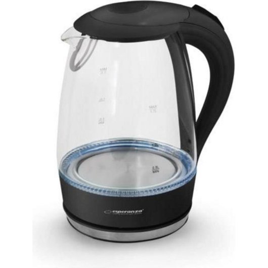Tetera Eléctrica Esperanza EKK011K 1,7 L 2200 W Negro Gris Transparente