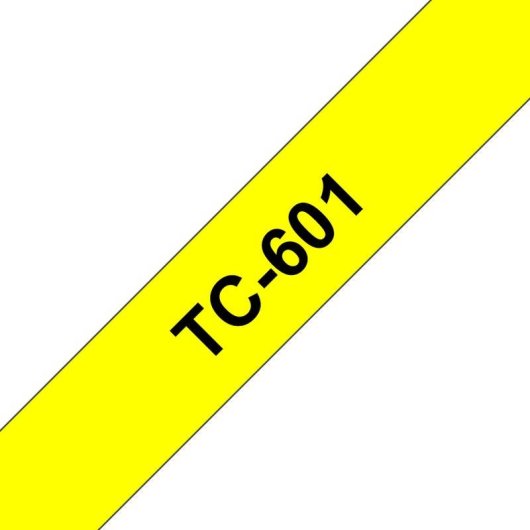 Fitas para impressora de etiquetas Brother TC-601 Preto sobre amarelo 12 mm