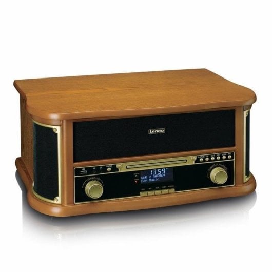 Tocadiscos Lenco TCD-2571WD 10W RMS Bluetooth 5.0 Riemenaandrijving Cassette CD USB Hout LCD