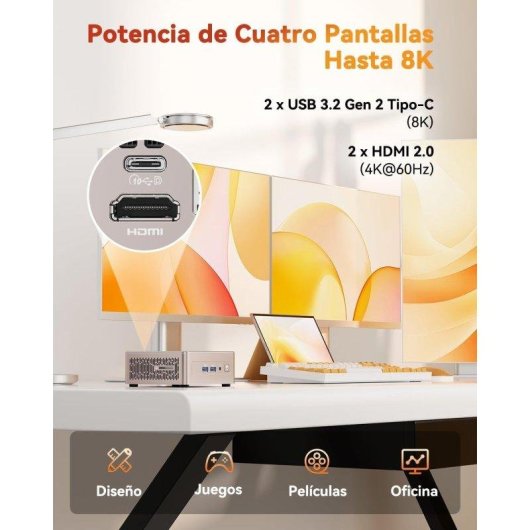 Mini PC GEEKOM A5 AMD Ryzen 5 7530U/16GB/512GB SSD/Radeon Vega 7/Windows 11 Pro/Ampliable