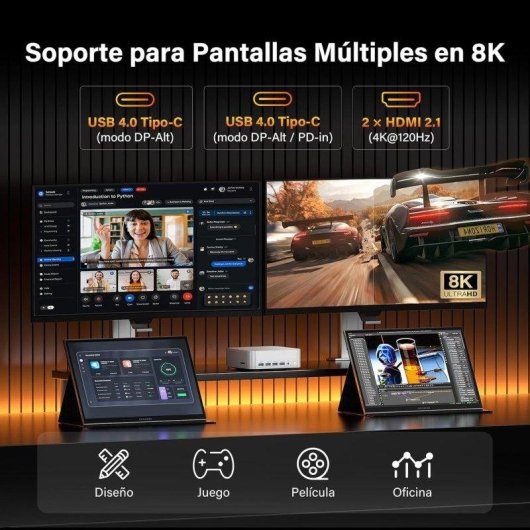 Mini PC GEEKOM A9 Max AMD Ryzen 9 HX 470 32GB 1TB SSD Radeon 890M Windows 11 Pro Dual LAN WiFi 7