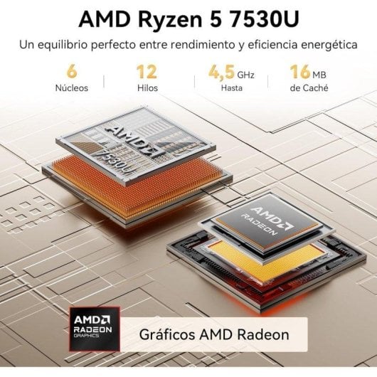 Mini PC GEEKOM A5 Pro AMD Ryzen 5 7530U 16GB 512GB SSD Radeon Windows 11 Pro Chasis Metálico