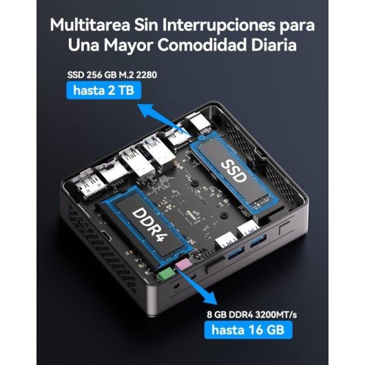 Mini PC GEEKOM Air12 Lite Intel N95 8GB 256GB SSD Gráficos Integrados Listo para Usar Conectividad Industrial