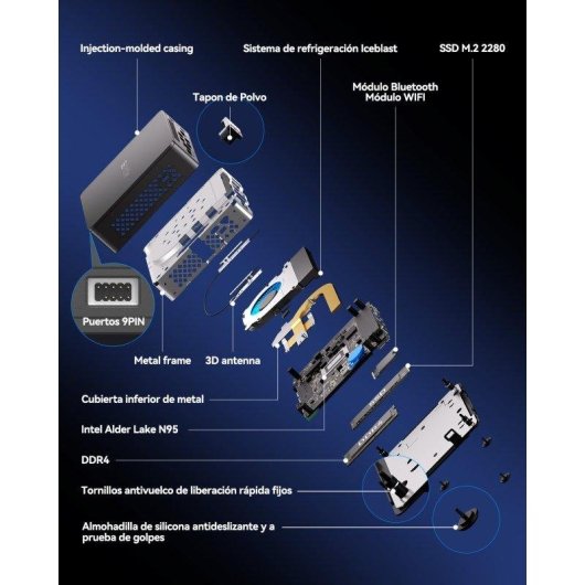 Mini PC GEEKOM Air12 Lite Intel N95 8GB 256GB SSD Gráficos Integrados Listo para Usar Conectividad Industrial