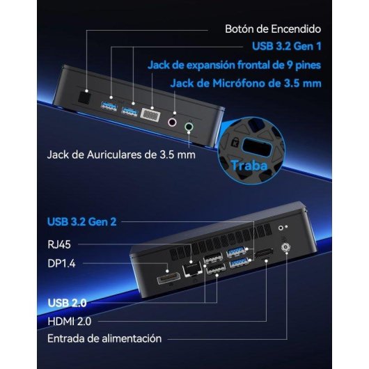 Mini PC GEEKOM Air12 Lite Intel N95 8GB 256GB SSD Gráficos Integrados Listo para Usar Conectividad Industrial