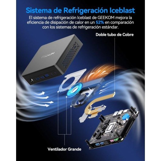 Mini PC GEEKOM Air12 Lite Intel N95 8GB 256GB SSD Gráficos Integrados Listo para Usar Conectividad Industrial