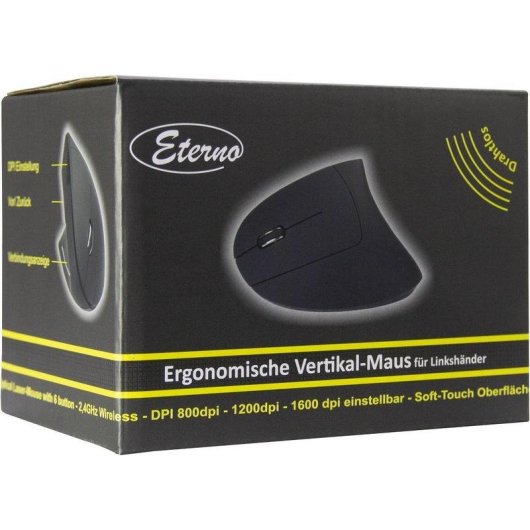 Ratón Inter-Tech KM-206L RF inalámbrico 1600 DPI Negro Blanco Diseño vertical