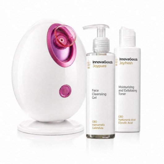 Pack Sauna Facial Eléctrica InnovaGoods Rice con Gel y Tónico