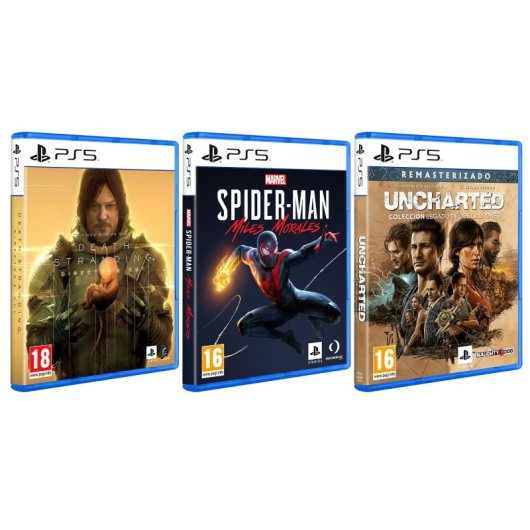 Pack Death Stranding DC + Spiderman Miles Morales + Uncharted Colección Legado de los Ladrones PS5
