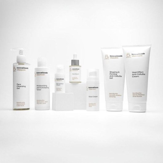 Pack Masajeador Facial InnovaGoods Sérum y Crema Kombucha