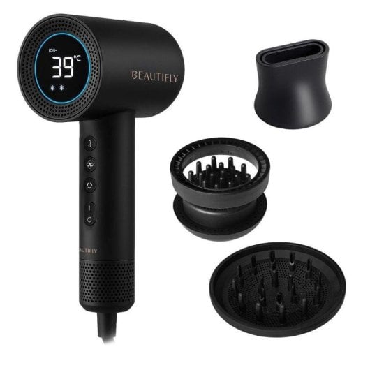 Secador de Pelo Iónico Beautifly MistEssence 1600W Temperatura Regulable con Difusor Negro