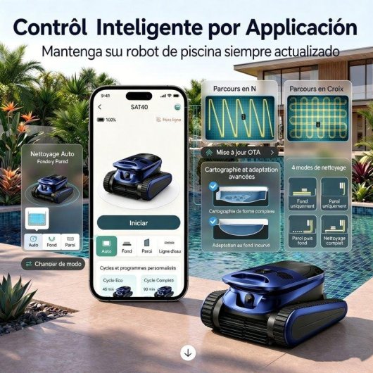 Robot Limpiafondos Seauto SAT40 Inalámbrico con IA 240min 300m²