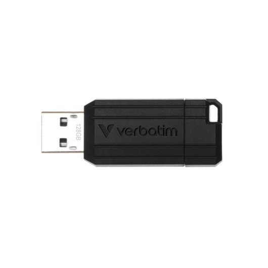 Unidad USB Verbatim PinStripe 128 GB USB 2.0 Negra con Tapa