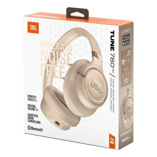 Auriculares JBL Tune 780NC inalámbricos Bluetooth con Cancelación Adaptativa de Ruido Beige