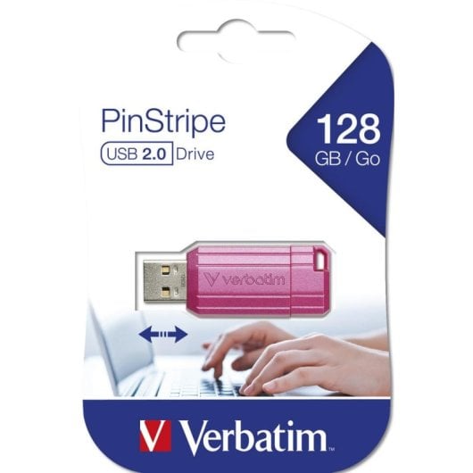 Unidad flash USB Verbatim PinStripe 128 GB USB 2.0 Rosa deslizable