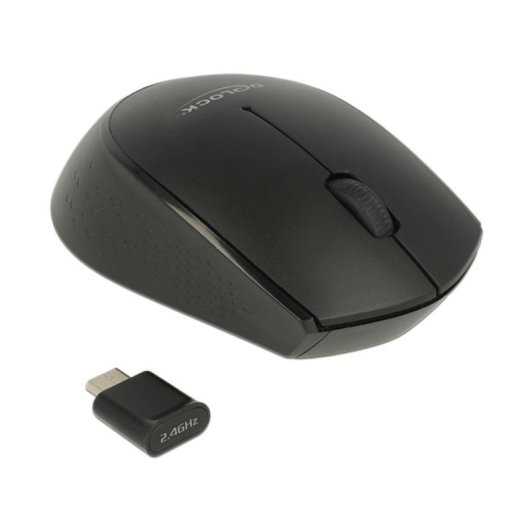 Mouse Delock 12526 Wireless RF 1000 DPI Nero Ambidestro Ricevitore Nano USB Type-A