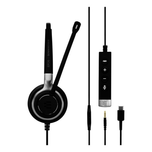 Auricolari Epos SENNHEISER IMPACT SC 635 con cavo USB-C, cancellazione rumore, chiamate e musica, nero e argento