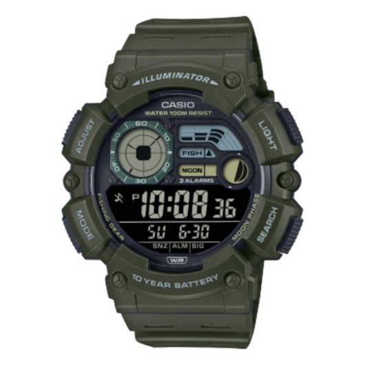 Casio WS-1500H-3BV Resina Verde Cronómetro Alarma Retroiluminación 100m