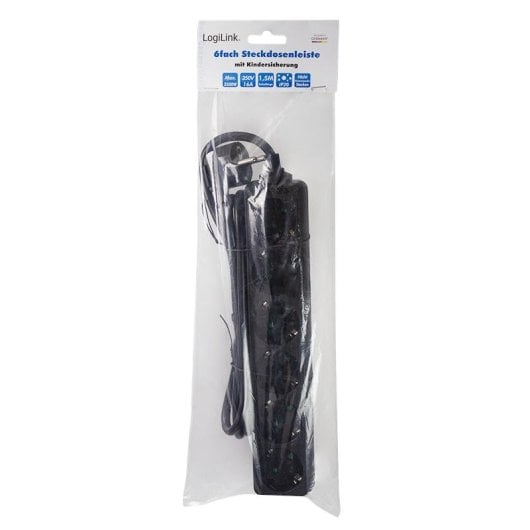 Regleta LogiLink LPS238B 6 Tomas con Interruptor y Cable 1,5 m Negra