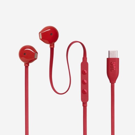 Auriculares JBL Tune 305C con cable USB-C para llamadas y música, color rojo