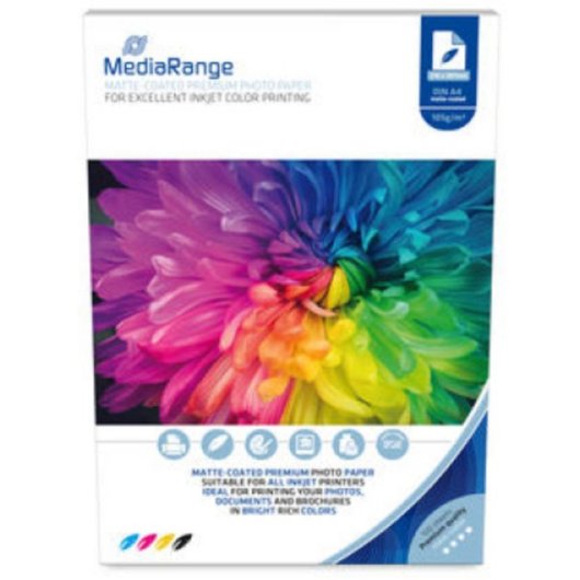 Papel Fotográfico MediaRange MRINK116 Mate A4 105 g/m² Jacto de Tinta