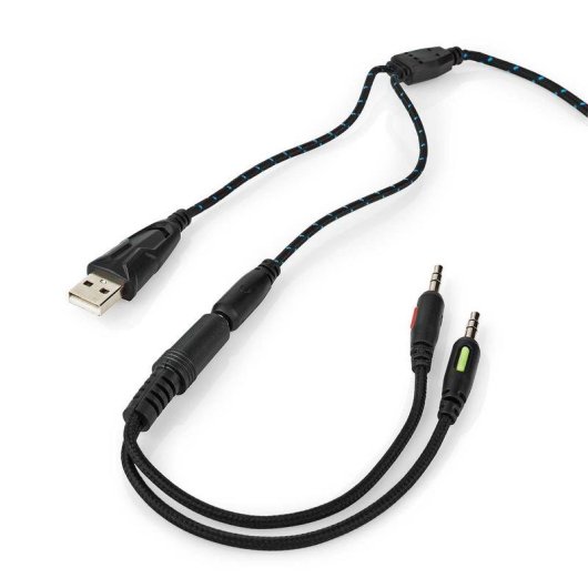 Auriculares Nedis GHST250BK con cable USB y jack 3,5 mm para gaming con LED negro